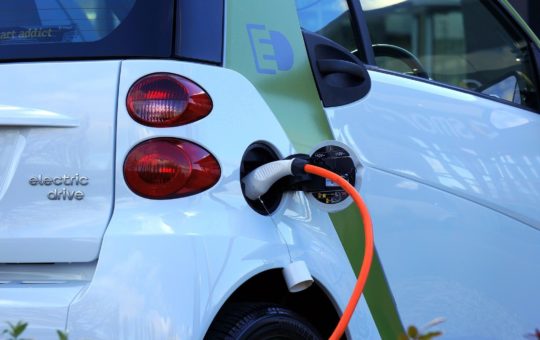 An electric car being charged