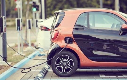 An electric car on charge